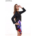 European and American Women′s Summer DOT Print Irregular Sexy Hollow Package Hip Skirt Long-Sleeved Jumpsuit Dress